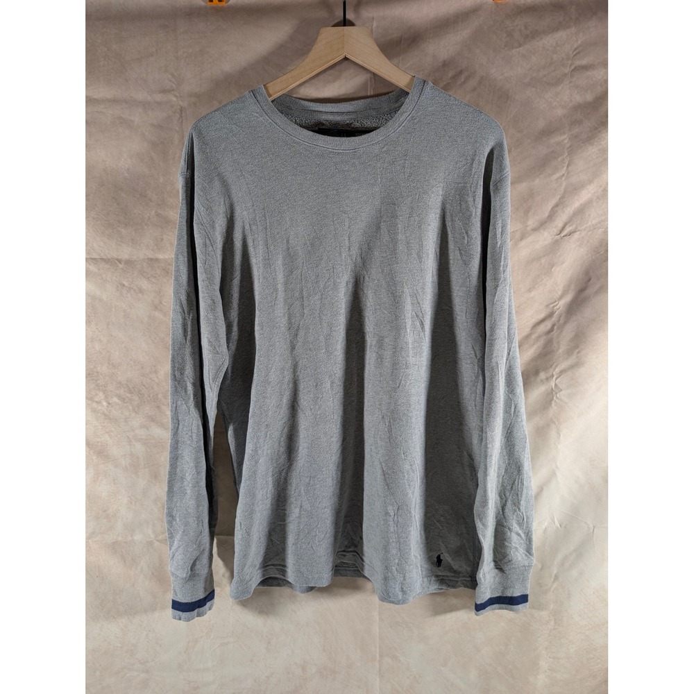 Polo Ralph Lauren Mens Gray Long Sleeve T-Shirt Contrast Cuff Pony Logo Large